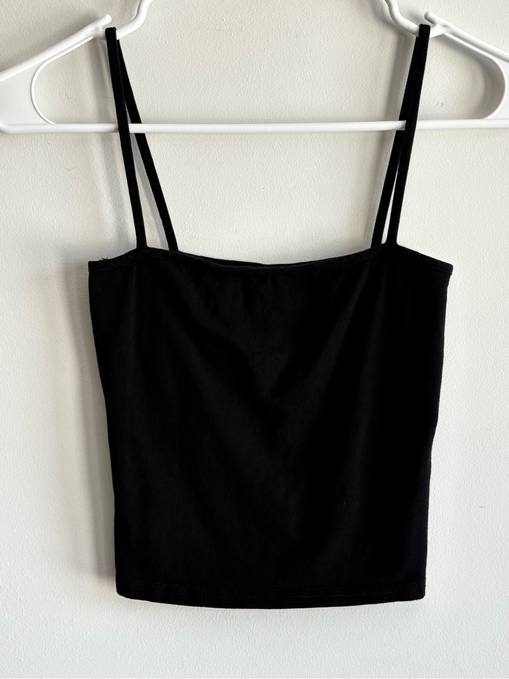 Divided Black Double-Strap Spaghetti Cami